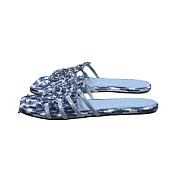 Loewe Petal Anagram slide in embroidered canvas Baby Blue  - 1
