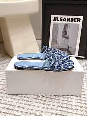 Loewe Petal Anagram slide in embroidered canvas Baby Blue  - 6