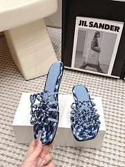 Loewe Petal Anagram slide in embroidered canvas Baby Blue  - 4