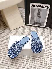 Loewe Petal Anagram slide in embroidered canvas Baby Blue  - 3
