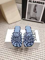 Loewe Petal Anagram slide in embroidered canvas Baby Blue  - 2