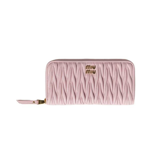 Miu Miu Large matelassé nappa leather wallet Alabaster Pink 9.5*19.5 cm - 1