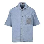 LOEWE x Paula's Ibiza Denim Anagram Short-Sleeve Shirt  - 4