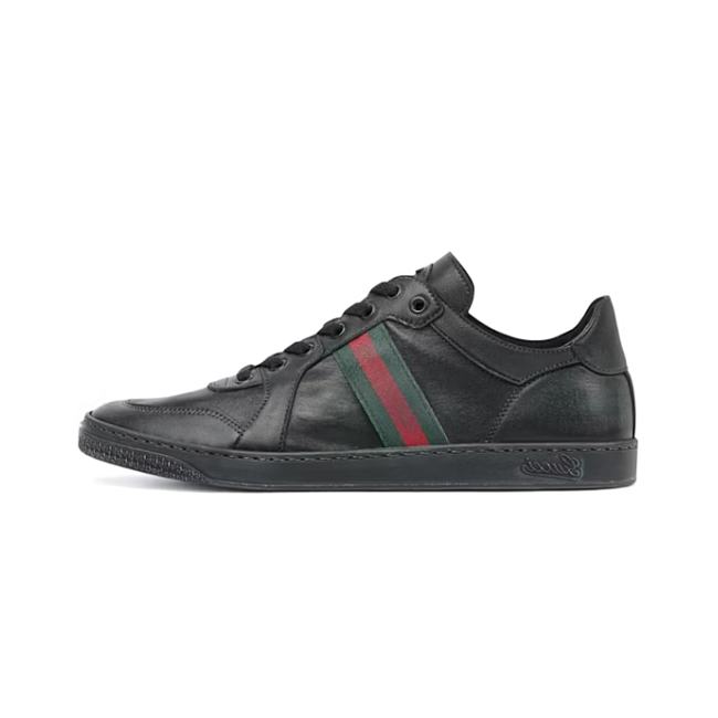 Gucci Stretch Low-Top Sneaker Black Leather 865441 AAGFF 1048 - 1