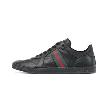 Gucci Stretch Low-Top Sneaker Black Leather 865441 AAGFF 1048