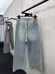 Balenciaga Red Embroidered Denim Pants - 6