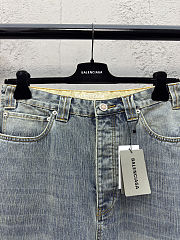Balenciaga Red Embroidered Denim Pants - 5
