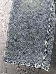 Balenciaga Red Embroidered Denim Pants - 3