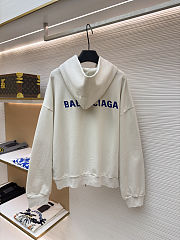 Balenciaga Letter Embroidery Hooded Zip-Up Sweatshirt - 6