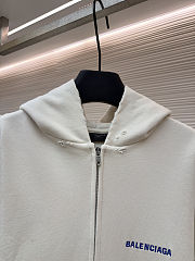 Balenciaga Letter Embroidery Hooded Zip-Up Sweatshirt - 3