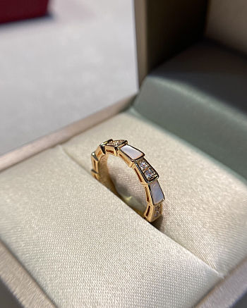 Bvlgari diamond-encrusted white serpentine ring