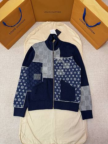 Louis Vuitton Monogram Color-Blocked Checkerboard Knit Zipper Jacket