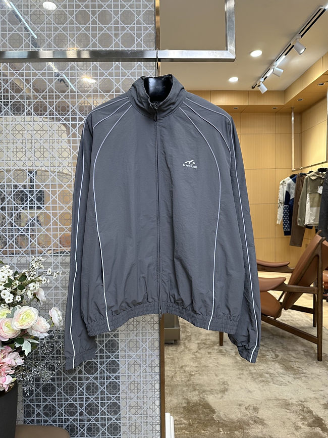 Balenciaga Logo Print Topstitched Sports Jacket - 1
