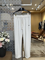 FENDI Embroidered F-Shaped Drawstring Straight-Leg Casual Pants off-white apricot - 1