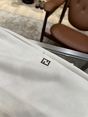 FENDI Embroidered F-Shaped Drawstring Straight-Leg Casual Pants off-white apricot - 3
