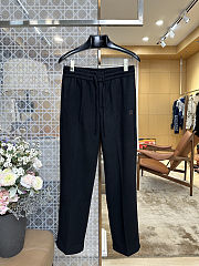 FENDI Embroidered F-Shaped Drawstring Straight-Leg Casual Pants off-white black - 1