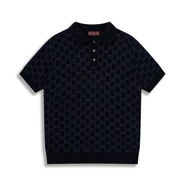 Gucci cotton silk jacquard polo shirt - 1
