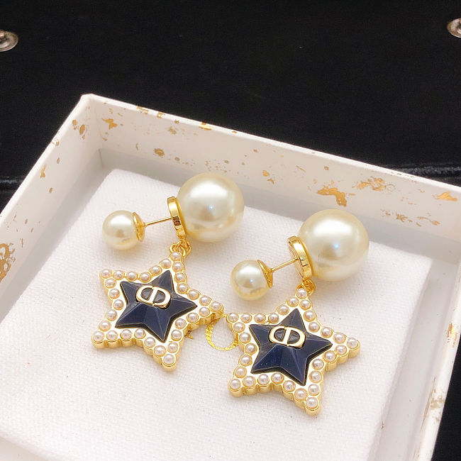 Dior Latest Style Blue Star Earrings - 1