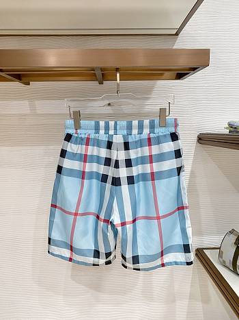 Burberry Silk Twill Check Shorts Pale Blue