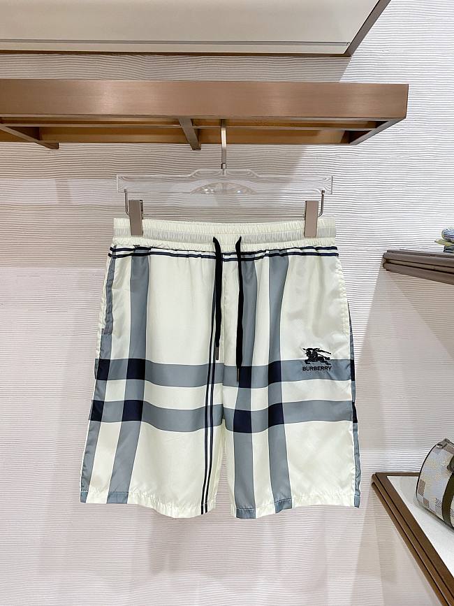 Burberry Check Silk Twill Shorts Cream - 1