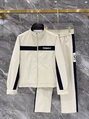 Saint Laurent Cotton Canvas Tracksuit Beige